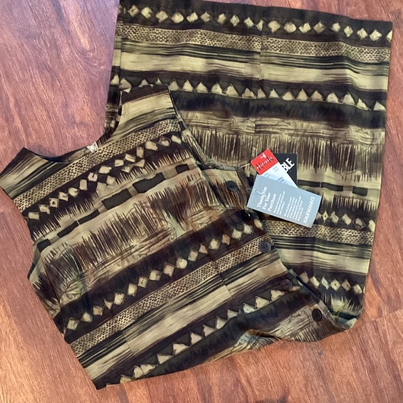 Y2K style Maxi dress size 10P neutral, unique, interesting print. R and K - Picture 2 of 7